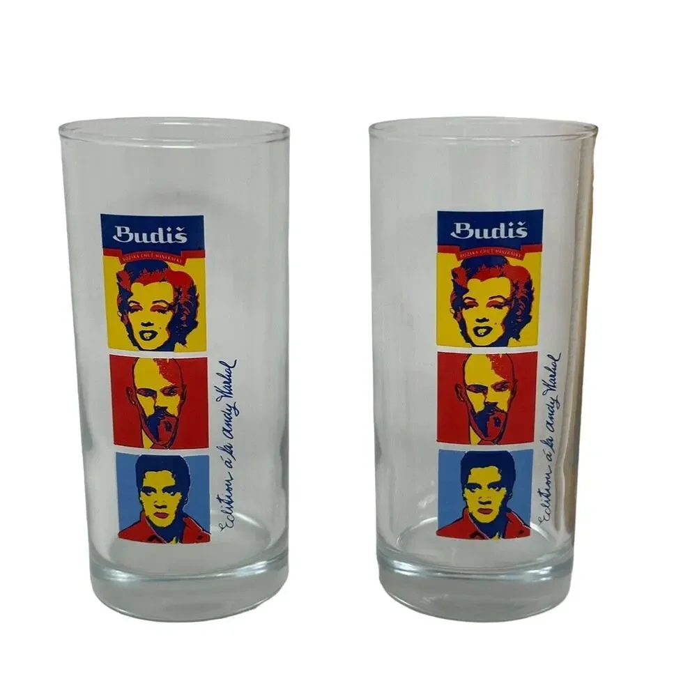 Vintage Andy Warhol ADVERTISING Budis Water Co. Glasses Elvis Marilyn Lenin